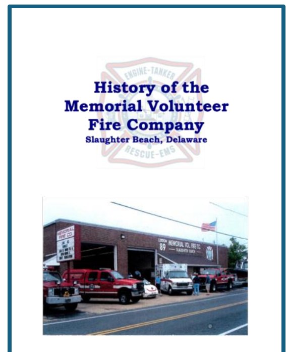 Cover of the booklet History of the Memorial Volunteer Fire Company, Slaughter Beach, Delaware