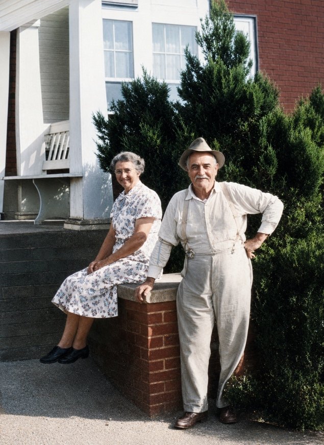 Charles E. and Lily Reed on the porch of the family home on Slaughter Beach Road